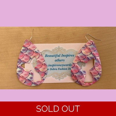 Mermaid tail Light Weight Faux Leather Dangle Earrings